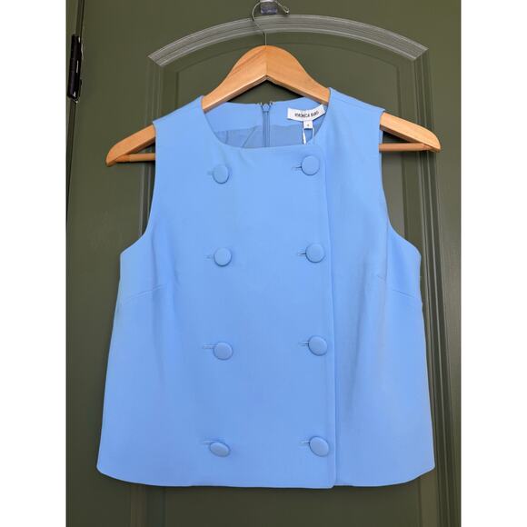 NWT Veronica Beard Blue Sky Drexley Cropped Boxy Workwear Top Vest Size 0 XS - Picture 3 of 7
